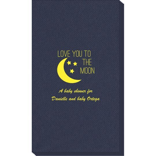 Love You To The Moon Linen Like Guest Towels